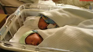 The twins were born when doctor sees them he calls 911