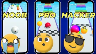 😭 NOOB vs 😱 PRO vs 😎 HACKER in Ball Run 2048! Watch Now! Very Fun Game!