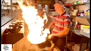 Chef's amazing wok cooking skills-Curry Fish,Grilled Stone Pot Vegetable,Nyoyna Fish