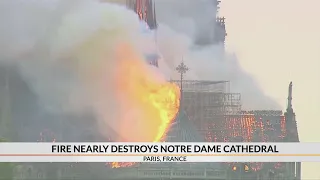 Fire nearly destroys Notre Dame cathedral