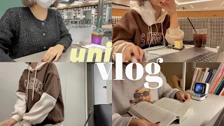 uni diaries 🏛🇰🇷 | study at the library/cafe, realistic what I eat in a day 🍔