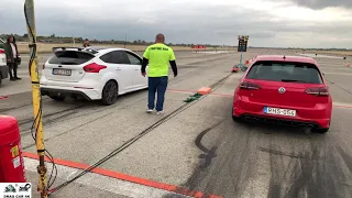 VW Golf R vs Ford Focus 2.3 RS drag race 1/4 mile 🚦🚗 - 4K