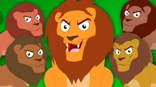 Five Big Lions | Kindergarten Nursery Rhymes For Babies