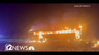 High school football team's bus catches fire, about 40 students escape