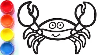 Crab 🦀 drawing and coloring for kids &toddlers