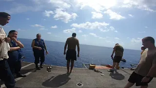 JUMPING OFF AN AIRCRAFT CARRIER USS Dwight D Eisenhower Swim Call 2020 Deployment