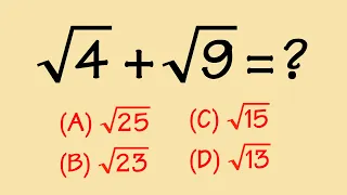 sqrt(4)+sqrt(9)=? math square root basics!