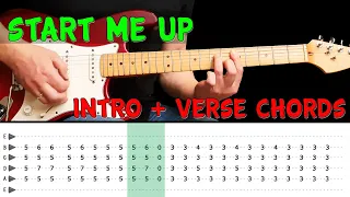 START ME UP(Keith's part) - Guitar lesson Intro+verse chords w/tabs (fast & slow)-The Rolling Stones