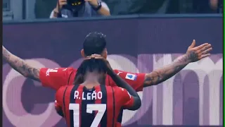 Rafael Leão and Fikayo Tomori reaction to Théo Hernandez solo goal vs Atalanta