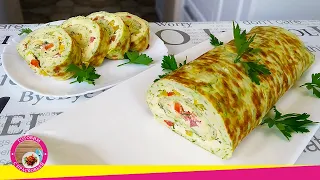 Very tasty zucchini roll recipe with cheese and bell peppers