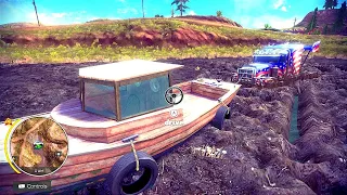 Least Powerful Wooden Boat Pulls King Truck Maximus In Mud | Off The Road Unleashed Switch Gameplay