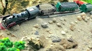 Rail King train set, train accident on turning track
