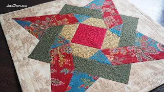 Patchwork tablecloth sewn according to the Squares Star template - Block 16,5". Tutorial #lizadecor