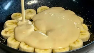 Just pour eggs with Bananas/delicious/breakfast recipe/No oven/Gâteau aux oeufs à la banane/바나나계란케잌