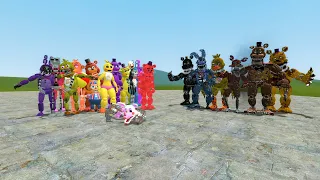 FNAF 1 2 3 VS FNAF 4 ANIMATRONICS!! Garry's Mod Sandbox