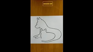 Dog and Cat One Stroke Line Drawings | How To Draw Dog and Cat Easy | Easy drawing idea #shorts