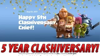 CLASH OF CLANS 5 YEAR ANNIVERSARY! 1-GEM BOOST + NEW OBSTACLE! August Clash Update