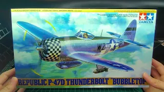 1/48 TAMIYA P-47D Thunderbolt "Bubbletop" Scale Model Kit Unboxing