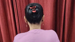 Clutcher Hairstyle On Oily Hair | High Bun With Clutcher || Doorway to Beauty