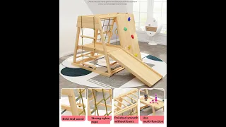 Kids Indoor Playground Activity Gym Equipment Exercise Fitness Home Slides Rope Wooden Climbing Fram