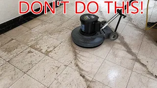 WALKING INTO A DIASTER ON THIS FLOOR CLEANING JOB! Tile wax removal and deep clean. Part 1