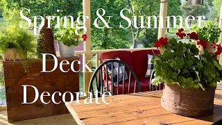 Spring & Summer Americana Deck Decorating with Antiques & Flowers
