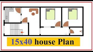 #GHARg #Contractor 15x40  2 बेडरूम वाला घर का नक्शा.. 15x40  2 bedroom house plan