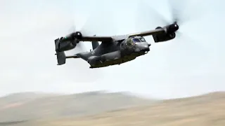 Low Level V-22 Osprey Mach Loop Flybys in The Welsh Mountains