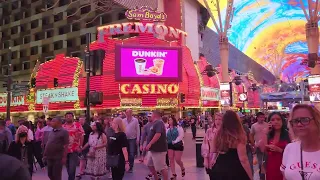 FREMONT STREET LAS VEGAS - EARLY NIGHT WALK - 4K 😁