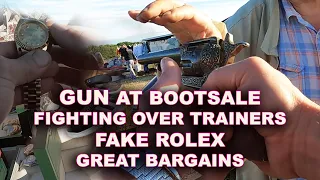 CAR BOOTSALE WHAT DID I FIND ? // FAKE ROLEX // FOUND MONEY //BARGAINS +TRAINERS // PROFIT? // GUN??