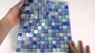 Iridescent Glass Mosaic Tile Cobalt Blend 1x1 - 120KELU11BL4