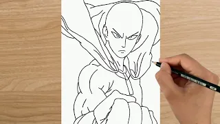 how to draw Saitama step by step easily