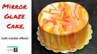Mirror Glaze Cake with Marble Effect Complete recipe | कढ़ाई में बनाए बहुत ही सुंदर मिरर ग्लेज केक