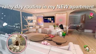 my rainy day routine in my NEW apartment! |moving ep.4| Bloxburg Family Roleplay |w/voices