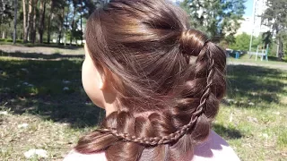 Коса на косе. Двойная коса объемная // Braid on braid. Double braid