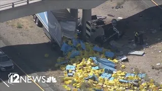 2 dead after demi-truck hits overpass