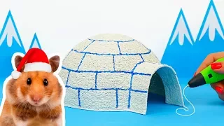 НОВЫЙ ДОМ ДЛЯ ХОМЯКА 🐹 DIY | РИСУЮ ЛЕДЯНОЙ ДОМ ДЛЯ ХОМЯКА 3D РУЧКОЙ