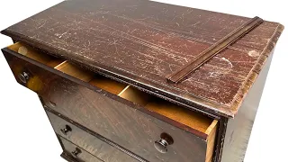 DAMAGED Old Chest of Drawers: Jaw Dropping Restoration