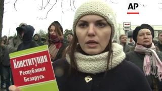 Belarusians protest labour law in Minsk