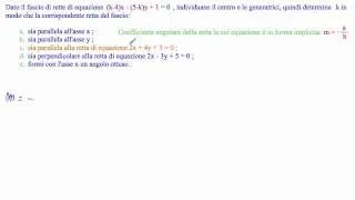 Dato il fascio di rette di equazione (k-4)x - (5-k)y + 1 = 0 rispondere ai seguenti quesiti