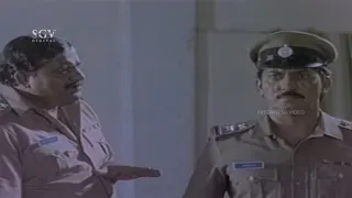 Devaraj Beats Senior Police Officer Doddanna in Station | Aavesha Kannada Movie Best Scene