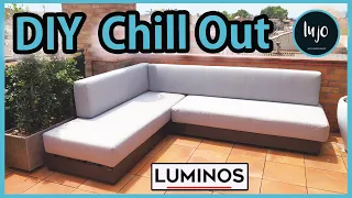 DIY Sofá CHILL OUT con abeto y palets reciclados. Protector madera Luminos Colors. Recicleitor