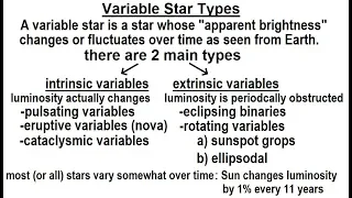 Astronomy - Ch. 24: Variable Stars (1 of 26) Variable Star Types