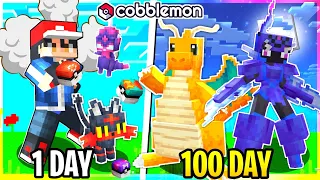 i Spend 100 Days In Cobblemon As Pokemon Trainer..... Minecraft Pokemon