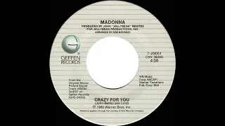 1985 Crazy For You - Madonna (a #1 record--stereo 45)