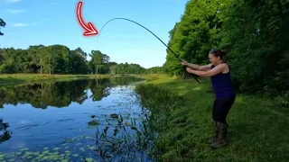 Fishing An OLD Canal For BLUEGILL Bream {Catch Clean Cook} BIG Surprise FISH!!