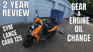 SYM Lance Cabo 125 - 2 Year Review & How To Change SCOOTER Gear & Motor Oil