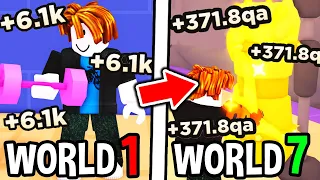 I Set WORLD RECORD Noob To WORLD 7 in Roblox Arm Wrestle Simulator..