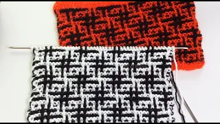 Узор "Хэштег". Hashtag. Мозаичная техника. Вязание спицами.