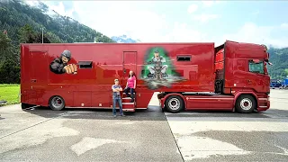 Größte Wohnmobile der Welt: Komplett selbstgebaut. Scania 16m x 4m x 2,5m. XL Schlafzimmer, Garage.